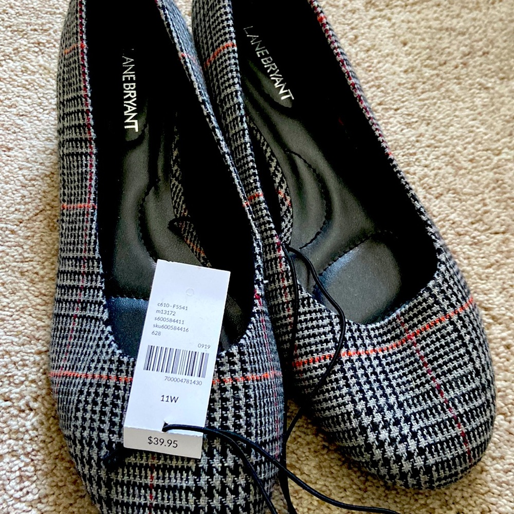 Lane Bryant NWT Plaid Print Flats